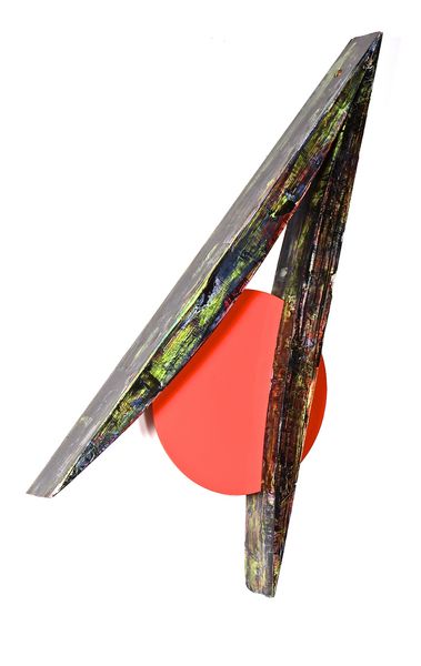 Untitled
57" x 26" x 5.5"
Acrylic on Wood with 20" Powder-Coated Aluminum Circle